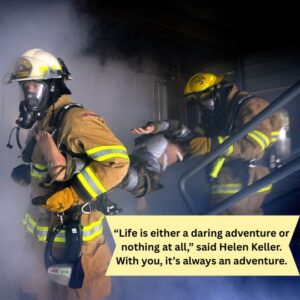A collection of 800 firefighter quotes displayed in a collage, highlighting gratitude and strength